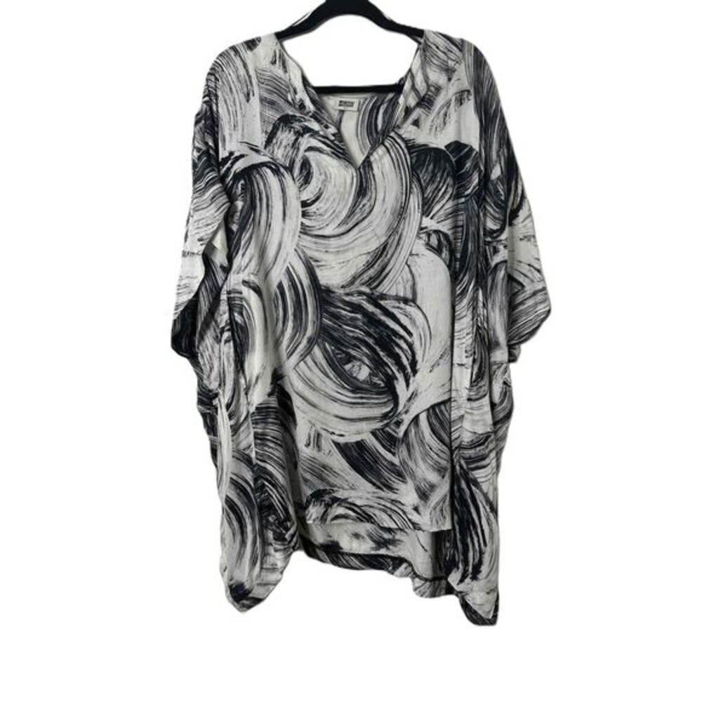 MTWTFSS Weekday Square Printed Kaftan Womens XS/S Black White Abstract V-Neck